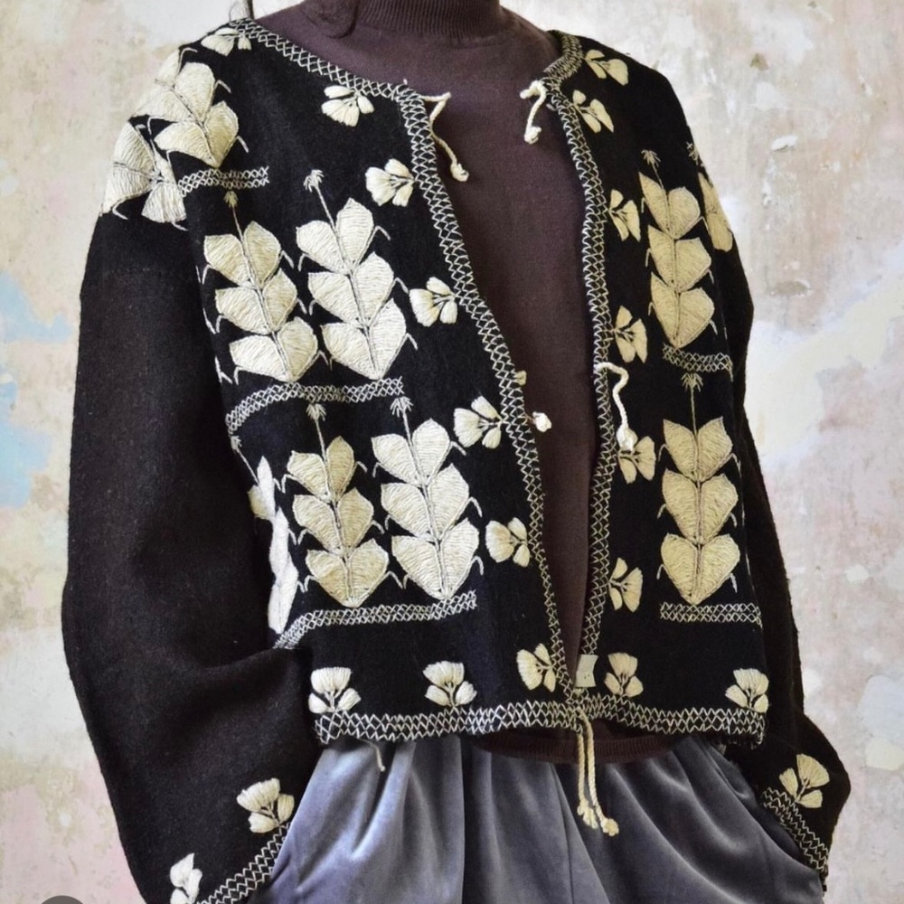Thevintagejesus embroidered wool jacket sweater - Picture 1 of 11